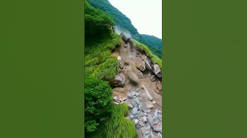 Insane Rockslide Destroys Tourist Bridge! #shortvideo #landslide #disaster