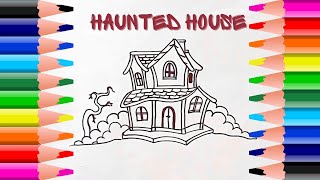 Haunted House Drawing For Kids || House Drawing  Step By Step