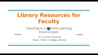 Library Resources for Faculty March 4, 2021