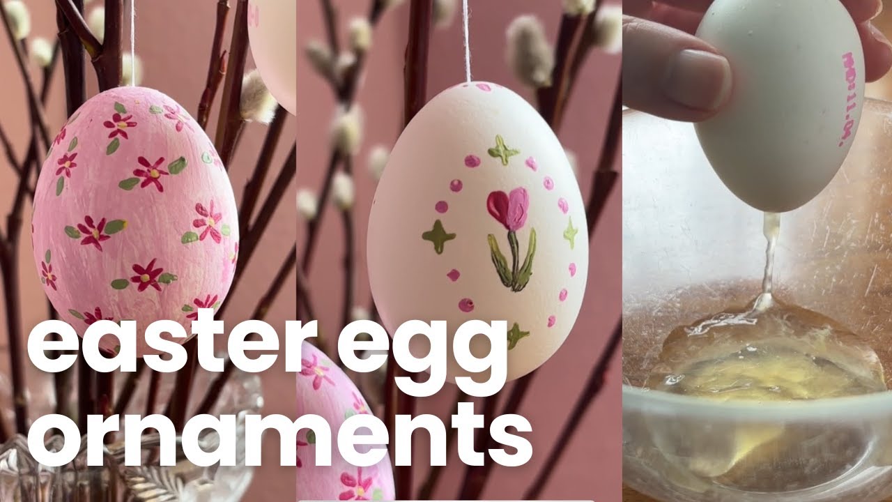 How to blow out and paint easter egg ornament 🥚🎨 | super easy DIY for beginners