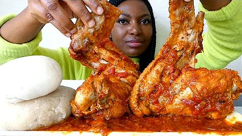 Asmr mukbang turkey tomato 🍅 sauce with fufu/ Nigerian food mukbang