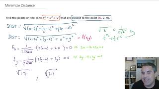 Math 126 Exam 2 Minimizing Distance Example
