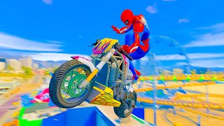 GTA 5 SPIDERMAN Bike Ragdolls Compilation (Falling, Car, Bike Stunt, Water Ragdoll)