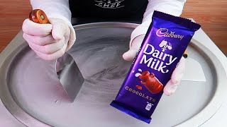 Cadbury Dairy Milk ice cream rolls street food - ايس كريم رول كادبوري ديري ميلك شوكولاتة