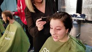 Belle Cuts Her Hair for St Baldrick's