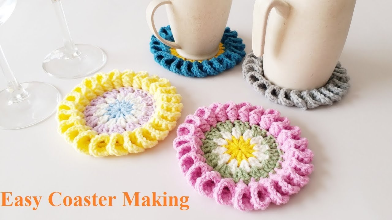 Crochet  - How to make Tea Coaster - Hướng dẫn móc lót ly bông hoa kèn