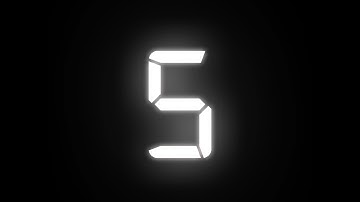 5 seconds countdown timer (V2). No sound, digital, stomp effect, white, black background. 4K