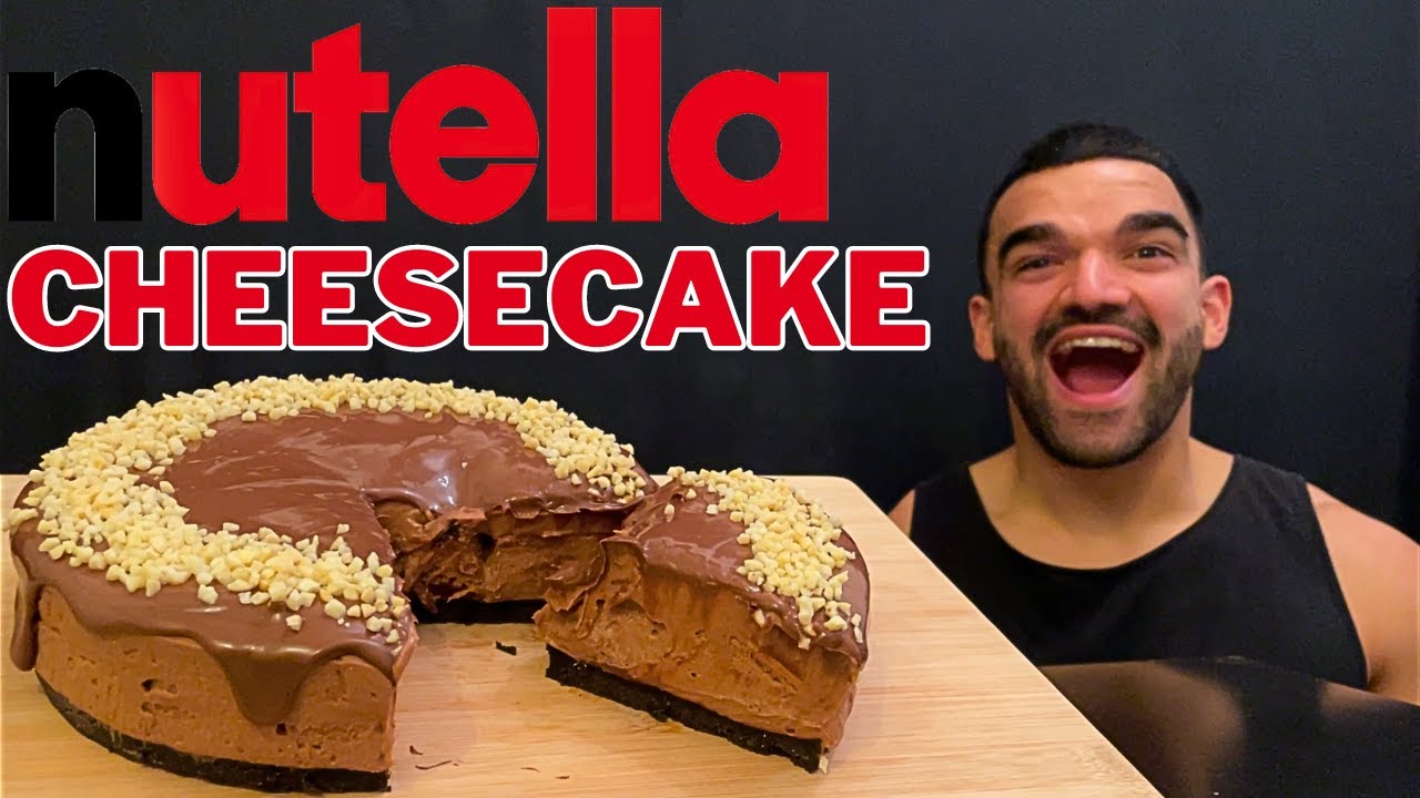 ASMR MUKBANG NUTELLA CHEESECAKE, CHOCOLATE CHEESECAKE, NUTELLA DESSERT, SWEET DESSER, EATING SOUNDS