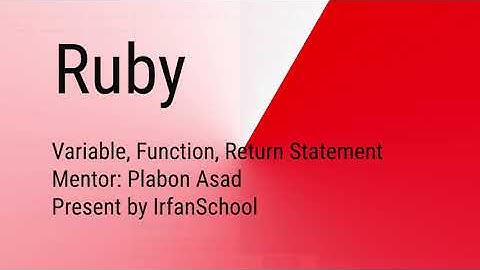 Learn Ruby - Variable, Function and Return Statement