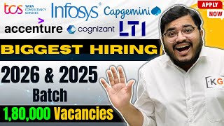 TCS Infosys Accenture Cognizant Capgemini LTI Mindtree Biggest Hiring for 2026 & 2025 Batch | Apply🚀