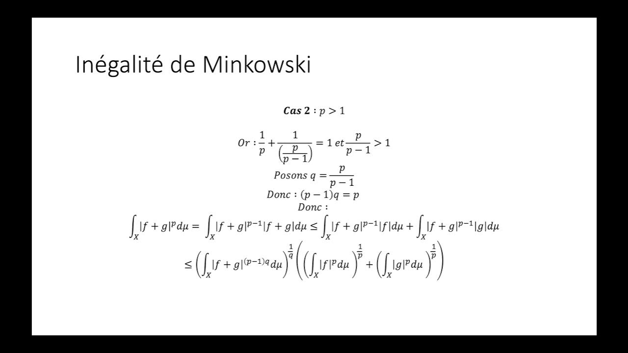 Espaces Lp partie 4 Inégalité de Minkowski YouTube