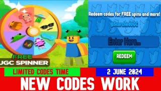 *NEW CODES JUNE 2, 2024 * [NEW ITEM!] FREE UGC SPINNER! ROBLOX | LIMITED CODES TIME