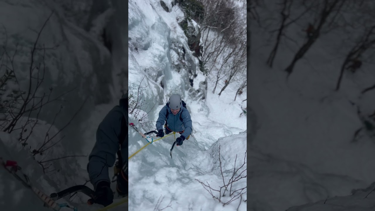 Climbing Standard Right, Frankenstein Cliff | Crawford Notch Ice Climbing 