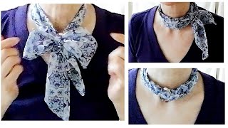 ♥細いスカーフ【ツイリーの巻き方】スカーフリングで４アレンジ！ how to wear a summer narrow scarf arrangement 4