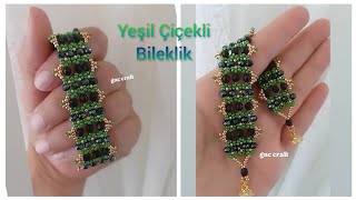 YEŞİL ÇİÇEKLİ BİLEKLİK  GREEN FLOWER BRACELET