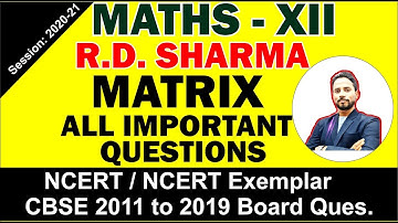 MATRIX||ALL IMPORTANT QUESTIONS||R.D. SHARMA||Maths 12th||Exercise-5.3||By Dharambir Sir