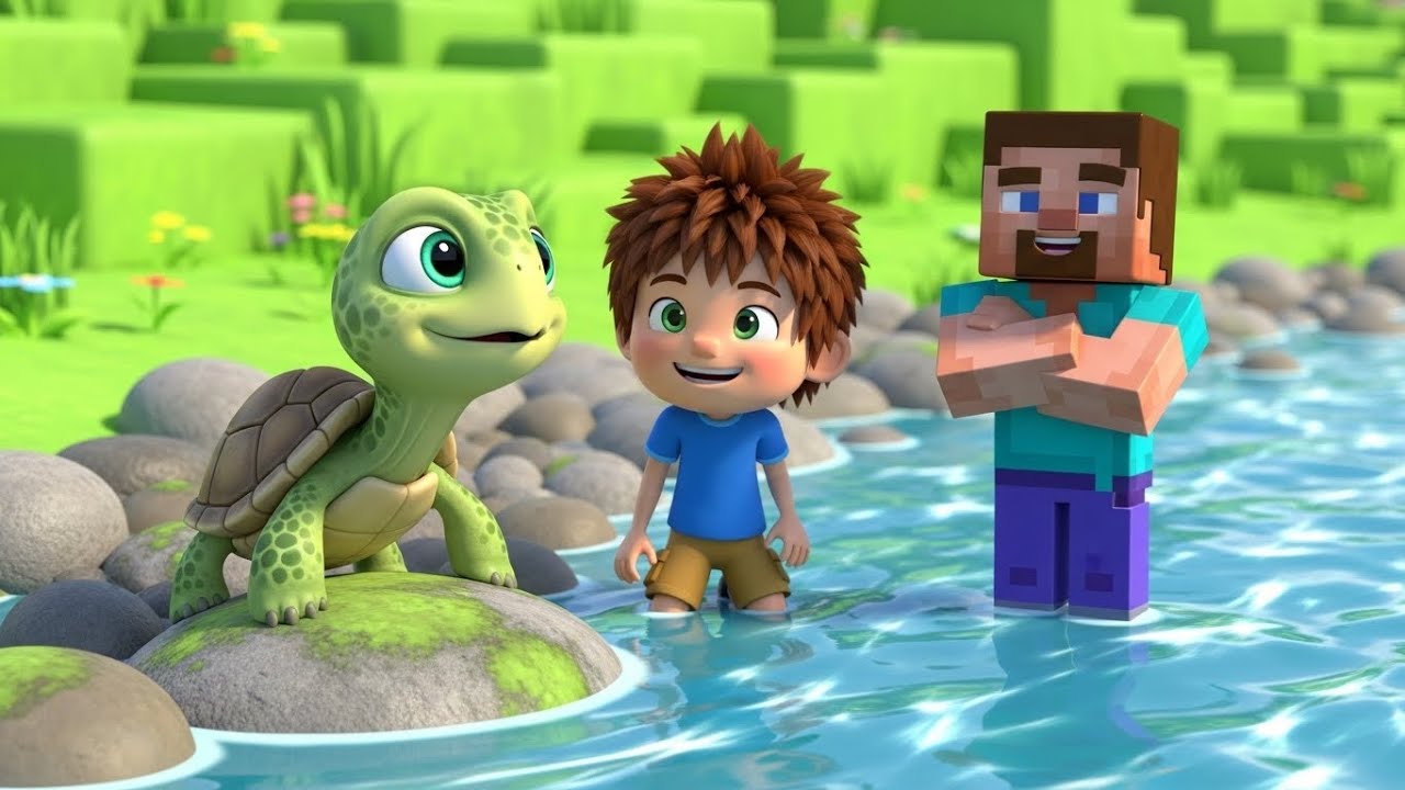 Minecraft Baby Turtle Got Stuck in the River 🐢💦 | Kids Songs and Nursery Rhymes