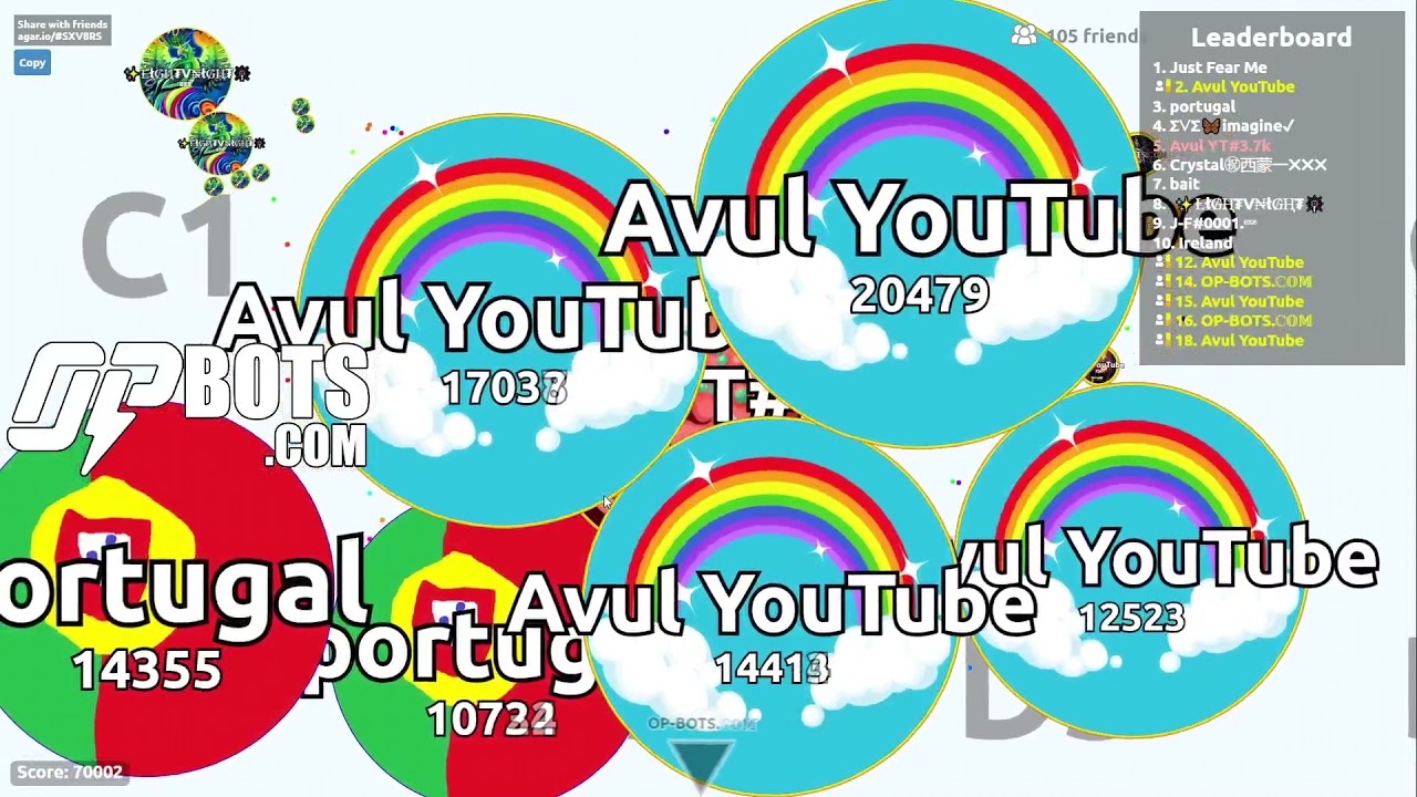 Agar Io Gameplay Wtih 132 Mass Bots Op Bots Com 21 Youtube