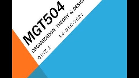 MGT504 Organization Theory & Design Quiz No 1