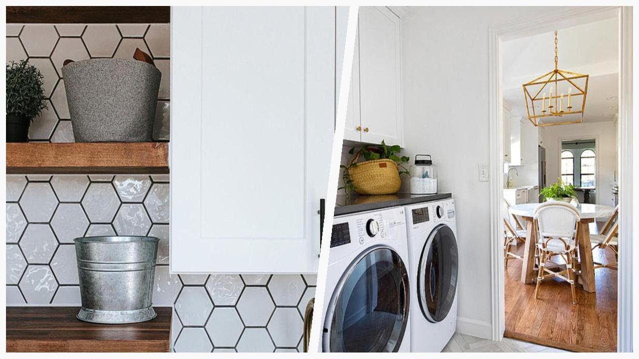 75 Small Laundry Room With Subway Tile Backsplash Design Ideas You'll ...