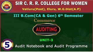 5. BCom (CA & Gen) - Auditing - Unit 3 - Audit Notebook and Audit Programme