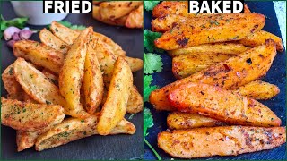 Spicy Potato Wedges Fried And Baked | Spicy Potato Wedges 2 Ways| Chilli Garlic Potatoes