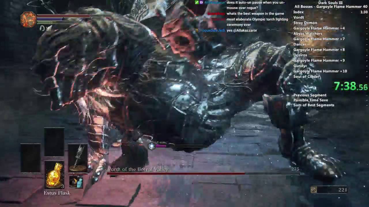 Dark Souls III Gargoyle's Flame Hammer All Bosses speedrun YouTube