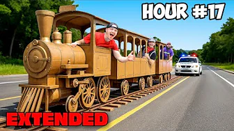 Driving 100 Hours In A Cardboard Train! - EXTENDED