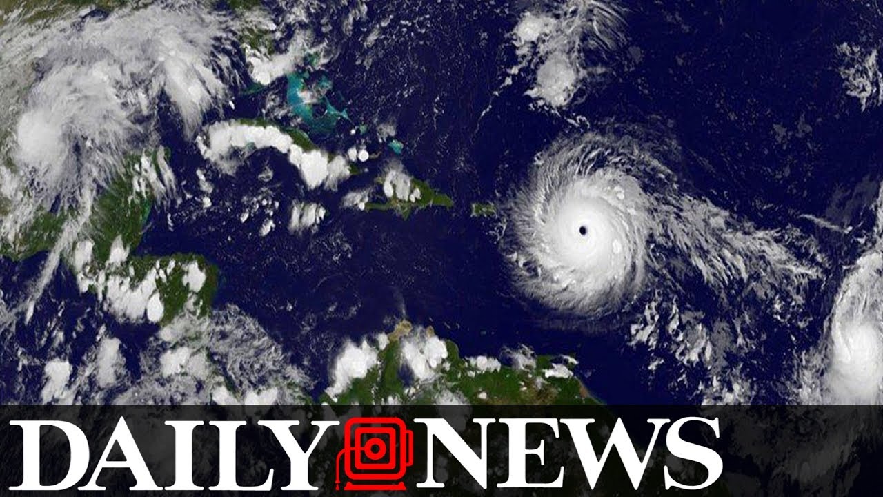 newspaper mockup Hurricane Irma makes landfall in Caribbean, bringing devastation