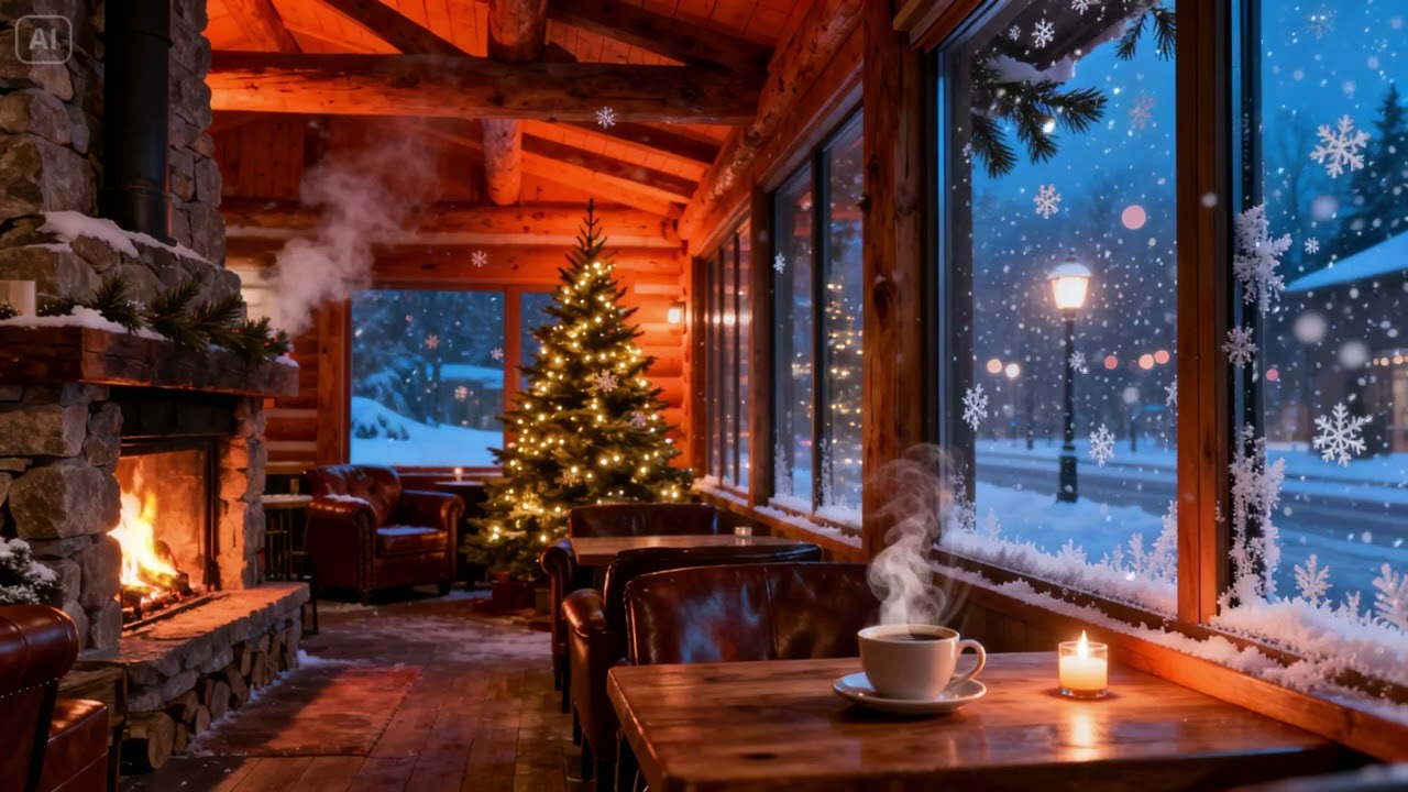 Cozy Snowfall Jazz Cafe ❄️☕ Soft Jazz Music for Sleep & Relax