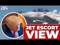 Trump’s Intense Gaze as Fighter Jets Escort Air Force One ✈️