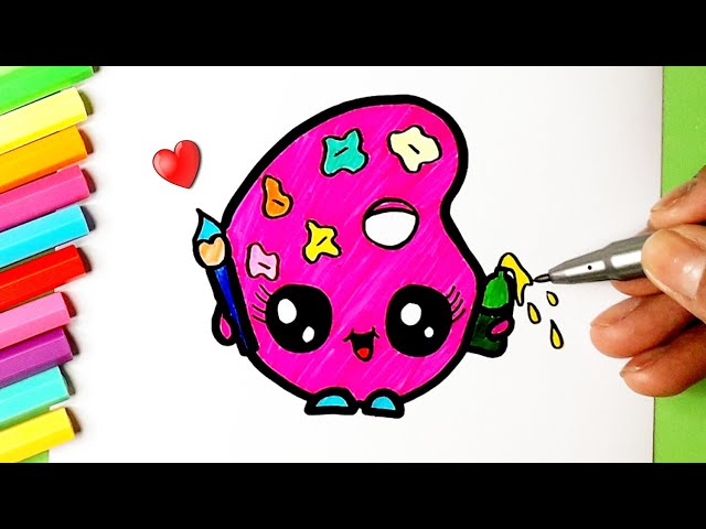 How To Draw Cute Kawaii Paint Palette  Drawing to draw - Drawing to Draw 