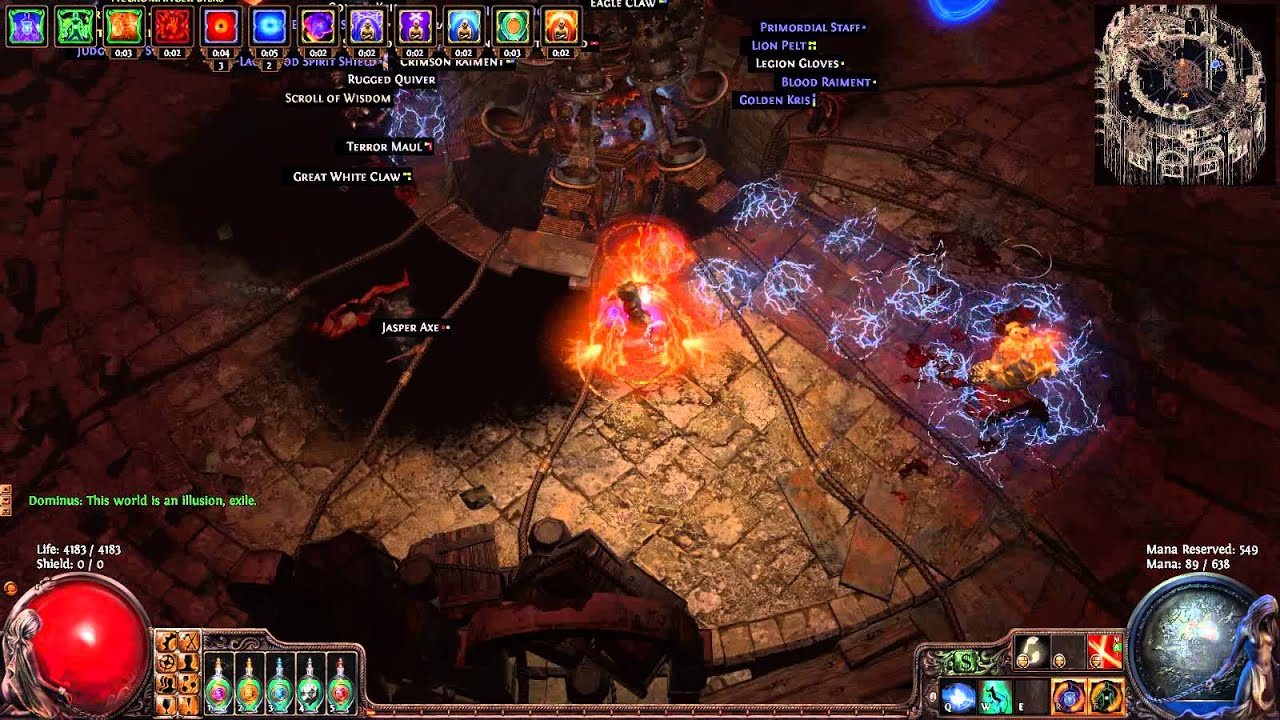 Path of Exile Prismatic Eclipse cast on crit discharger dominus kill