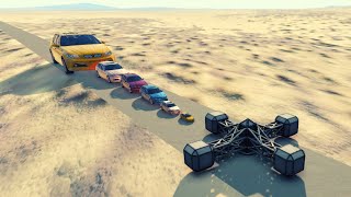 Giant & Small Cars Vs Large Spinner - Beamng.drive