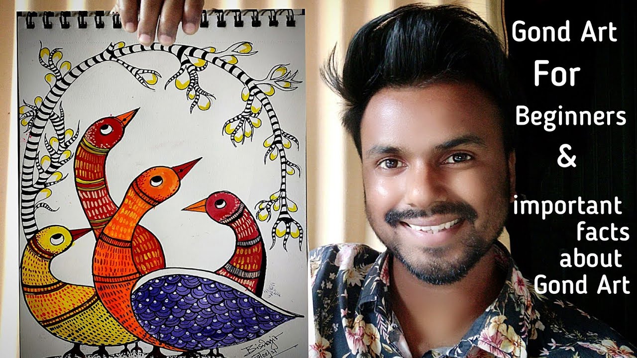 GOND Art for beginners|| Step by step || Indiana folk art || Very easy ...