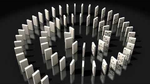 3D Domino pieces falling