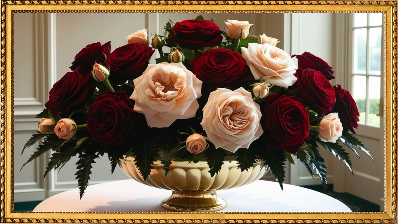 Floral Elegance on a Table 'A Moment of Serenity' / TV painting / TV art / Frame TV