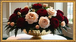 Floral Elegance on a Table 'A Moment of Serenity' / TV painting / TV art / Frame TV