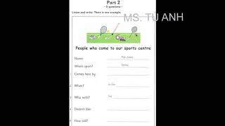 Listening A1, Movers 8, Test 3  Part 2