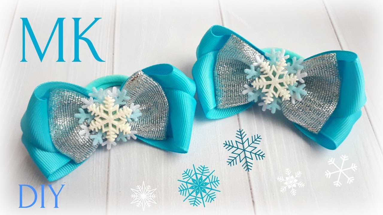 Простые новогодние бантики со снежинками/Simple bows with snowflakes