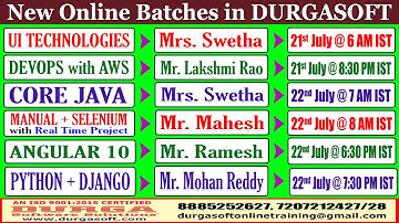 New Batches in Online Training @ DURGASOFT