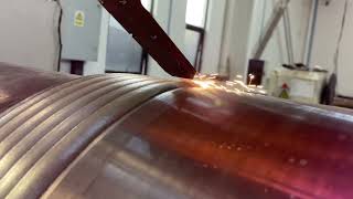 Rectangular spot laser cladding for outer wall