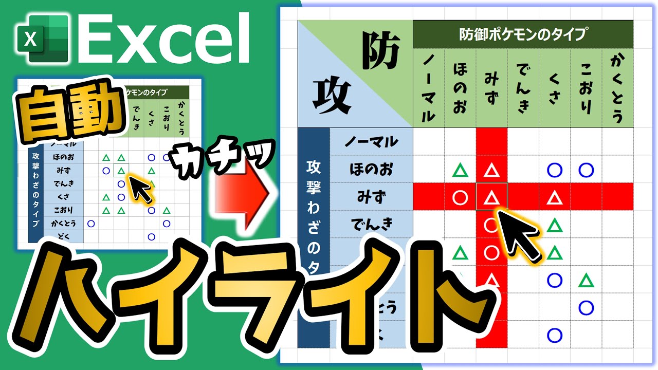 【Excel】プレゼンや会議で大活躍!選択セル・行列をハイライト表示するテクニック! - YouTube