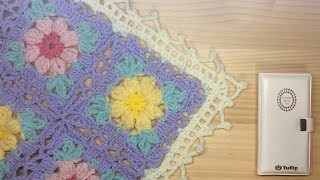 3/3縁飾り かぎ針編み Crochet ポップコーンフラワーモチーフ編みブランケット Popcorn Flower Motif Blanket Edging スザンナのホビー