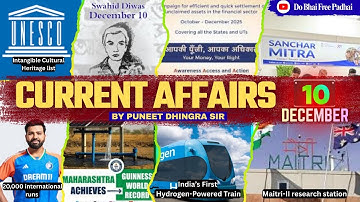 10 December 2025 Current Affairs | Daily Current Affairs | Bank | SSC | Railway | State Exams | CET