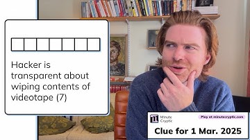 Minute Cryptic Clue 249 for 1 March 25: Hacker is transparent about wiping contents of videotape (7)