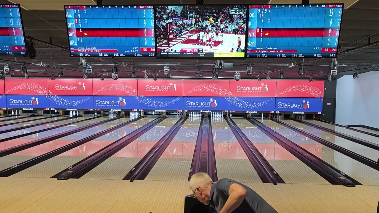 7 points. Bowled my first 700+ series. 710 on the night. Happy Bowling. 