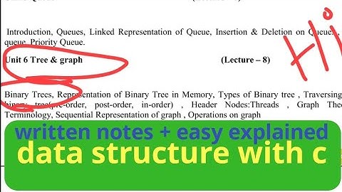 Binary tree data structure using c video tutorial lecture pdf written notes easy explained concepts