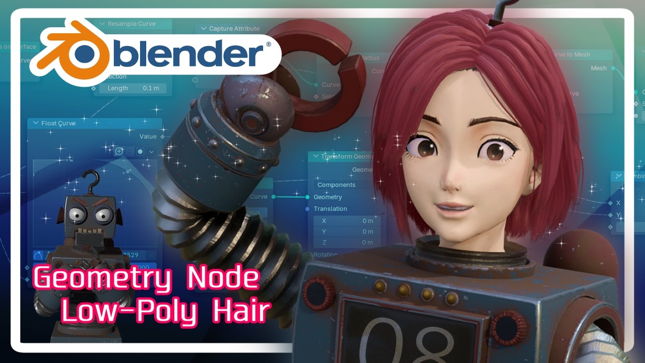 Blender Geometry Nodes: The ULTIMATE Guide to Game-Ready Low-Poly Hair (VTuber/Optimization)