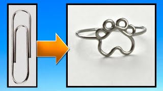 Cat or Dog Paw Paperclip Ring DIY Wire Jewelry Making Tutorial